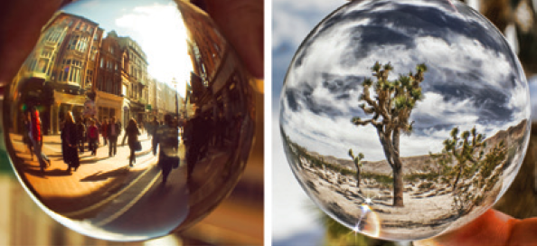 Изображения, видимые через устья червоточины. Иллюстрация из книги «Интерстеллар. Наука за кадром»