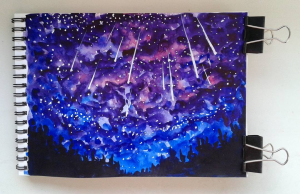 Как нарисовать космос акварелью