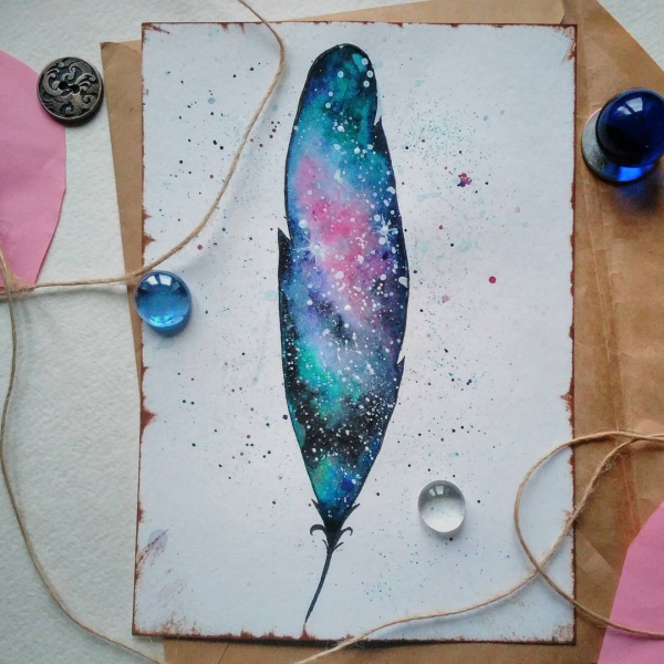 Как нарисовать космос акварелью