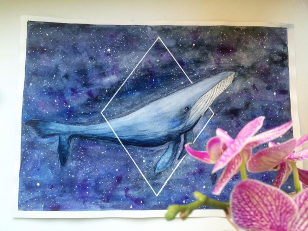 Как нарисовать космос акварелью